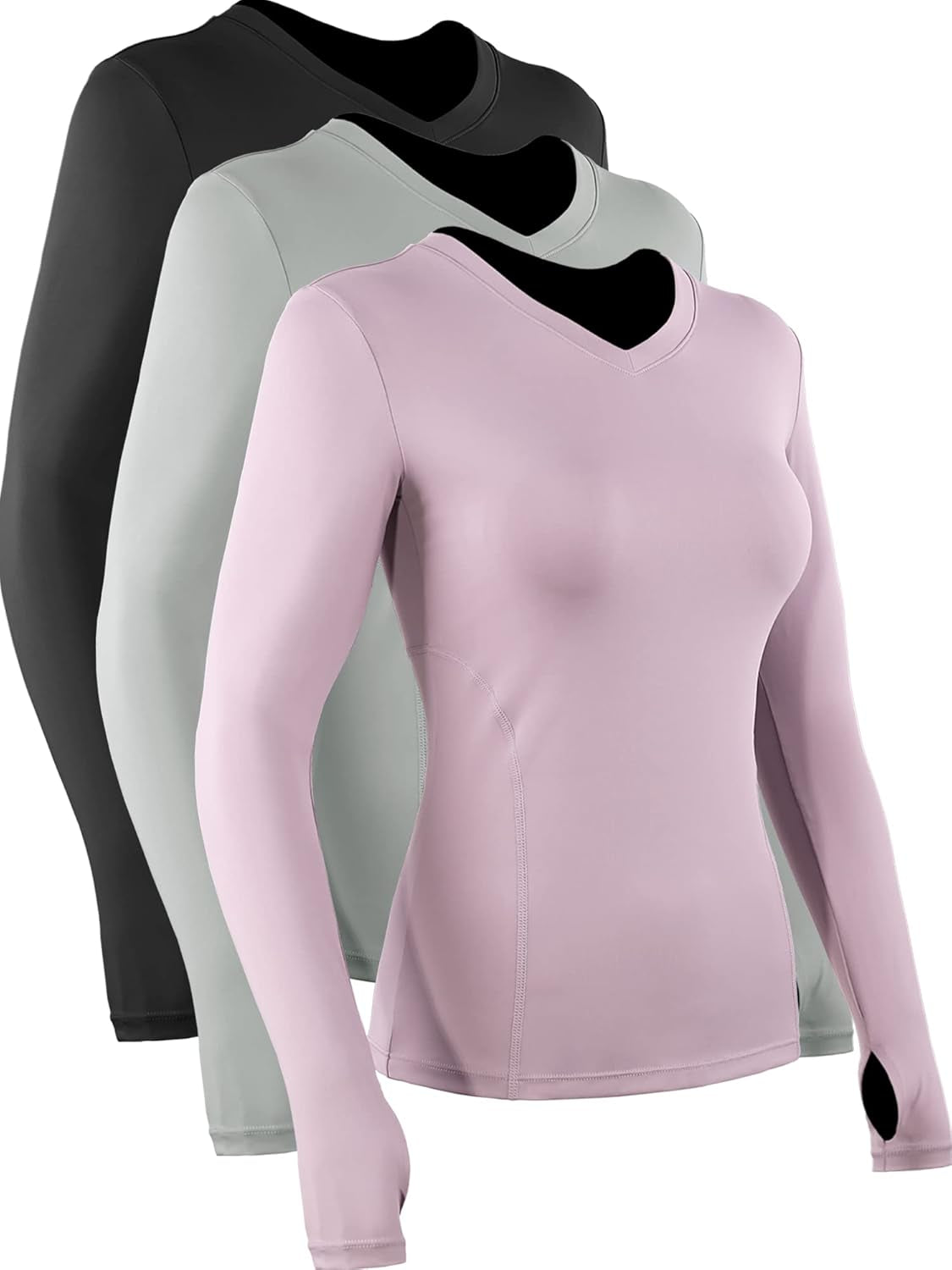 Women Long Sleeve Shirt for Workout Dry Fit Yoga T Shirts V-Neck