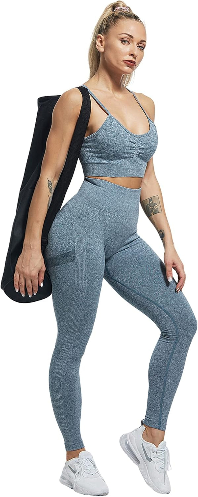 3 Piece Workout Leggings Sets for Women, Gym Scrunch Butt Butt Lifting Seamless Leggings