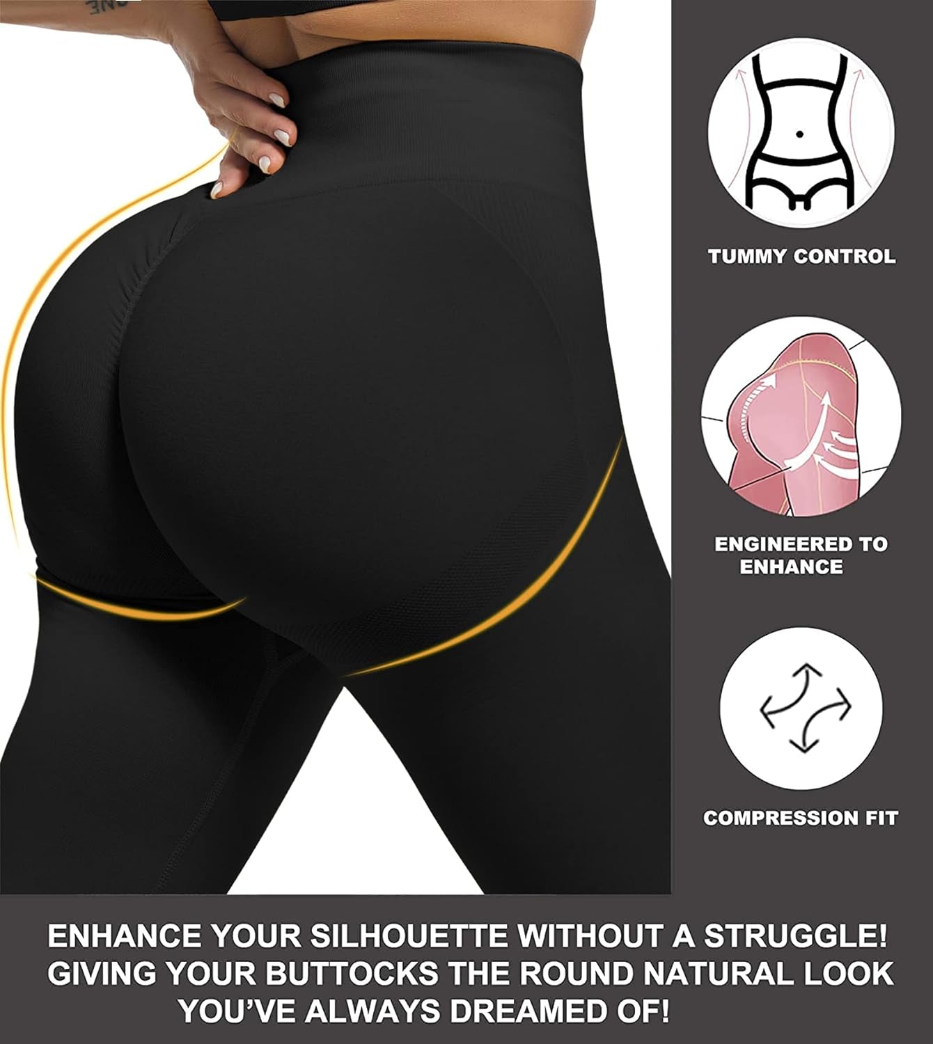 3 Piece Workout Leggings Sets for Women, Gym Scrunch Butt Butt Lifting Seamless Leggings